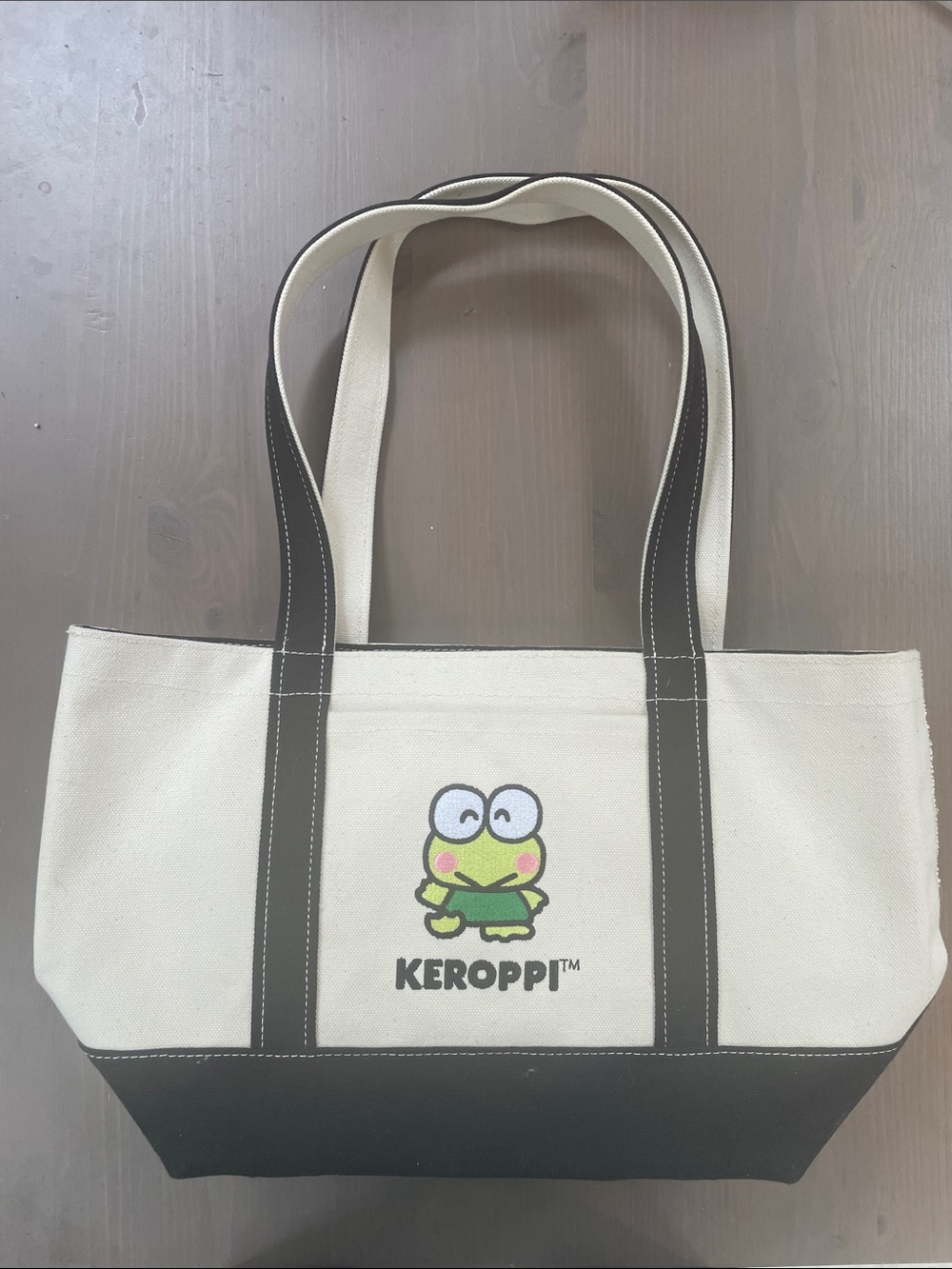 EUC Baggux Sanrio Keroppi Small Heavyweight Canvas Tote Bag Black Cream